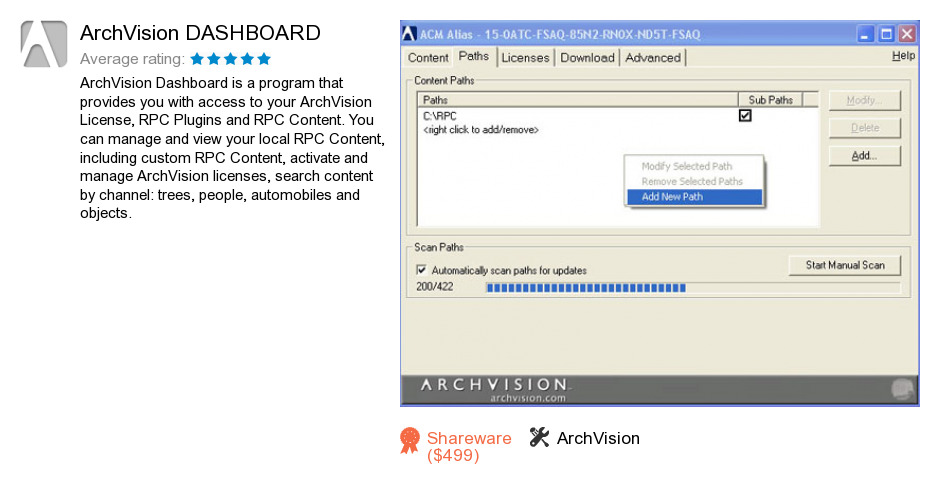 archvision dashboard license activation code